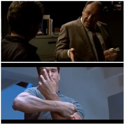 Men Conversing and Flexing Muscles