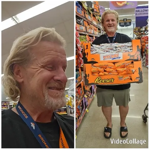 Man Smiling with Reese's Candy Box