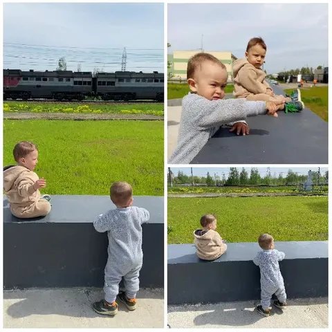 Children Playing Near A Train