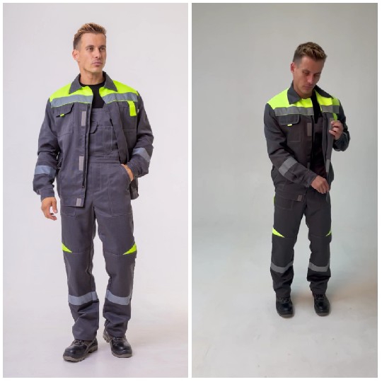 Modeling Grey Work Uniforms