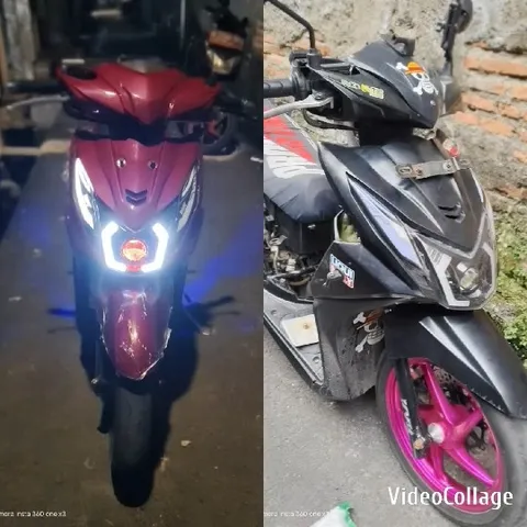 Red Motorcycle Parked at Night