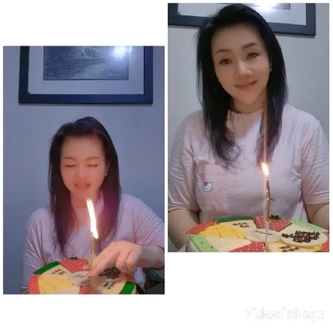 Woman with Colorful Birthday Cake