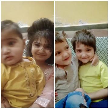 Girl with Baby and Smiling Boys