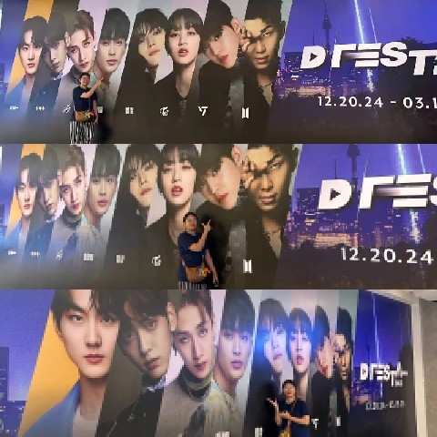 Person Pointing at Event Posters