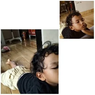 Child Resting on Wooden Floor
