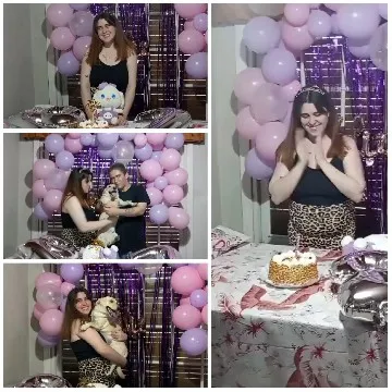 Celebration with Balloons and Cake