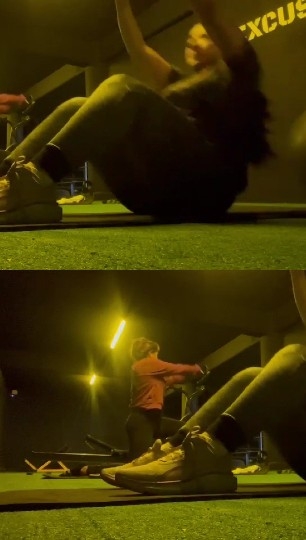 Workout Scenes in Dimly Lit Gym