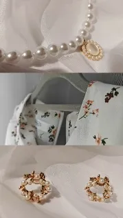Pearl Jewelry on White Fabric