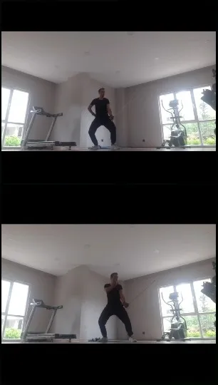 Martial Arts Practice in Exercise Room