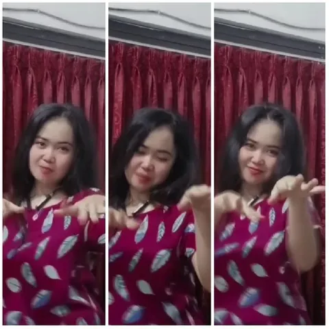 Dancing in Front of Red Curtain