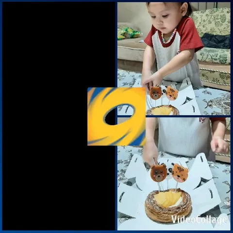 Child Interacting with Decorative Cake