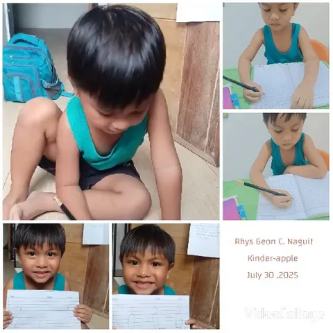 Child Writing in Notebook on Floor