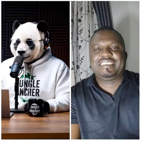Panda Costume and Smiling Man