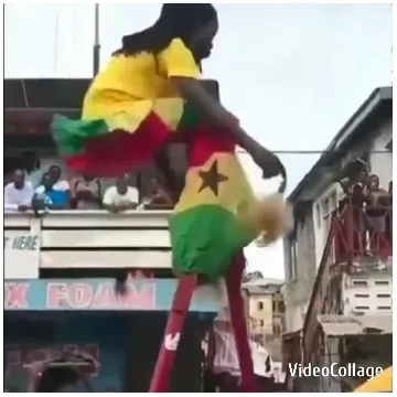 Stilt Performer in Colorful Costume