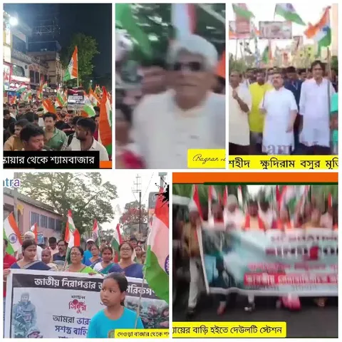 Public Gathering with Indian Flag