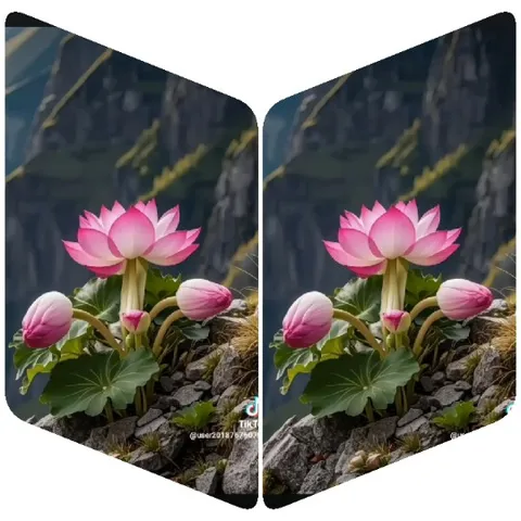 Pink Lotus Flower on Rocky Terrain
