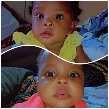 Baby in Yellow and Coral Outfits