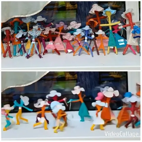 Abstract Figures in Colorful Hats