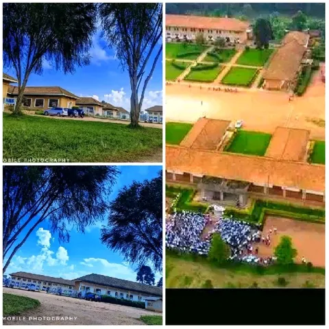 School Environment with Building and Gathering