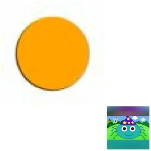 Orange Circle and Colorful Face