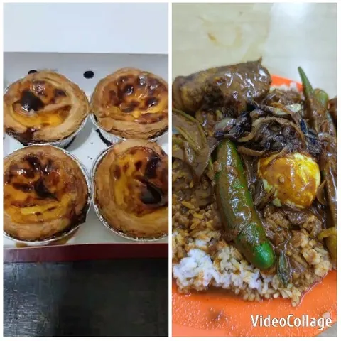 Pastries and Rice Curry on Display