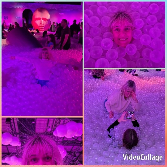 Fun in a Pink-lit Ball Pit