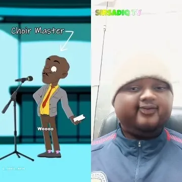 Cartoon Choir Master at Microphone