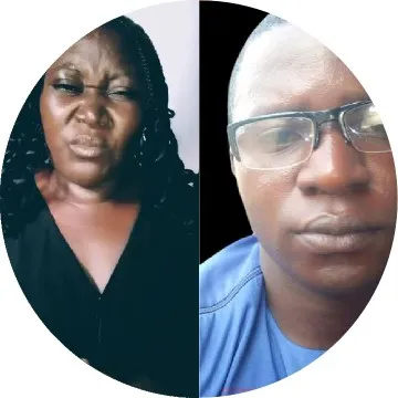 Woman in Black and Man in Glasses