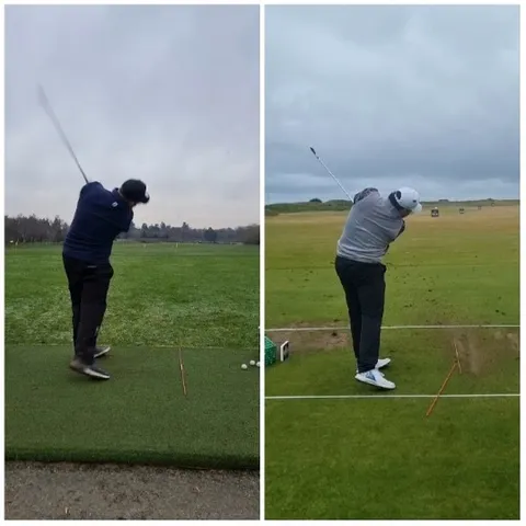 Two Golfers at Driving Range