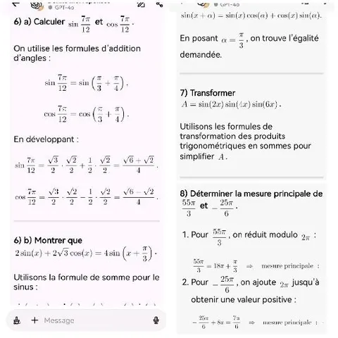Mathematical Exercises in French