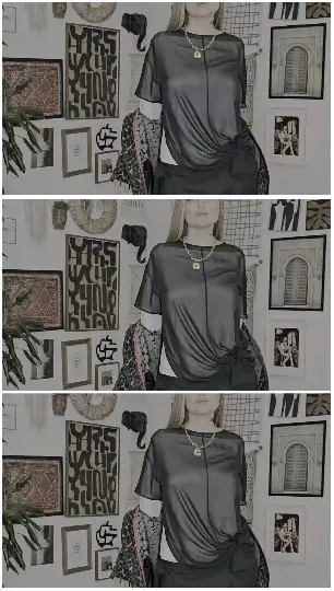 Woman with Art Wall Background