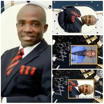 Man in Suit with Birthday Decoration