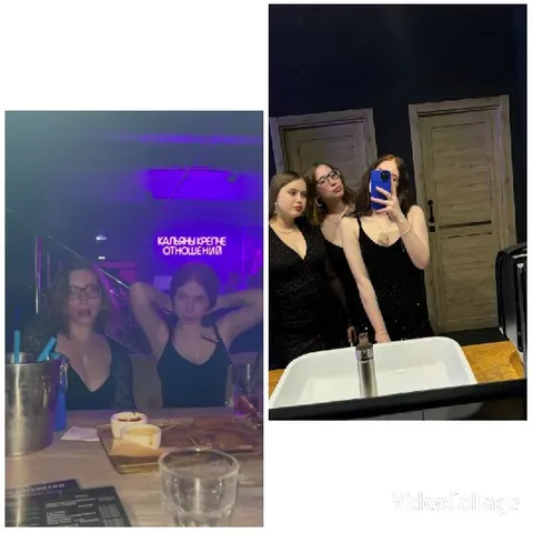 Friends Dining in Neon Atmosphere