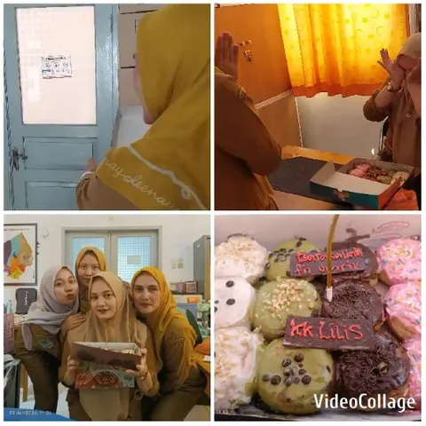 Individuals with Pastries and Decorated Box