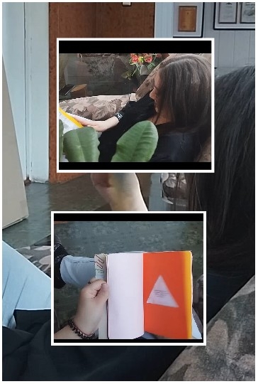 Reading on Couch and Open Book