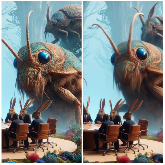 Surreal Meeting with Insect Creatures