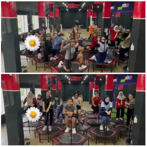 Fitness Class on Trampolines