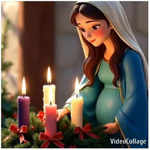 Animated Woman Next to Wreath