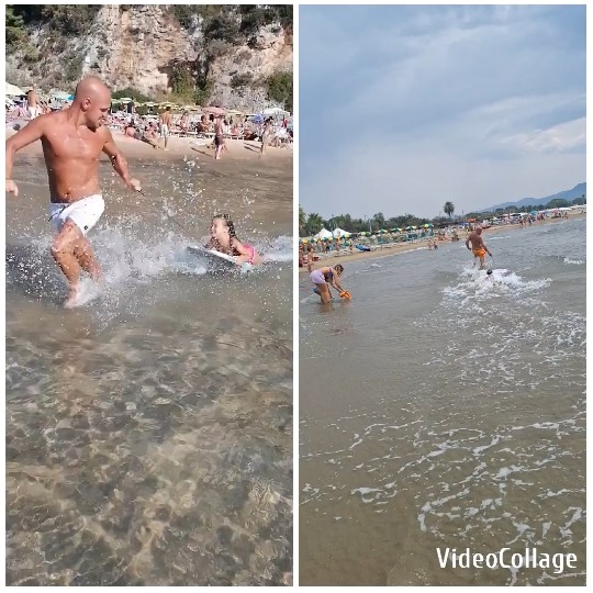 Running Through Shallow Water at Beach