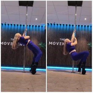 Woman Dancing in Pole Dance Studio