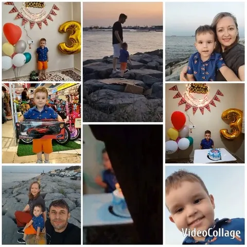 Boy Celebrating Birthday by Seaside