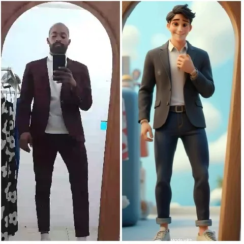 Mirror Selfie and Animated Character