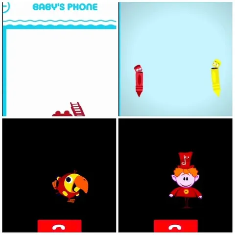 Text 'BABY'S PHONE' With Cartoon Elements