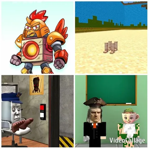 Cartoon Robot and Humorous Characters