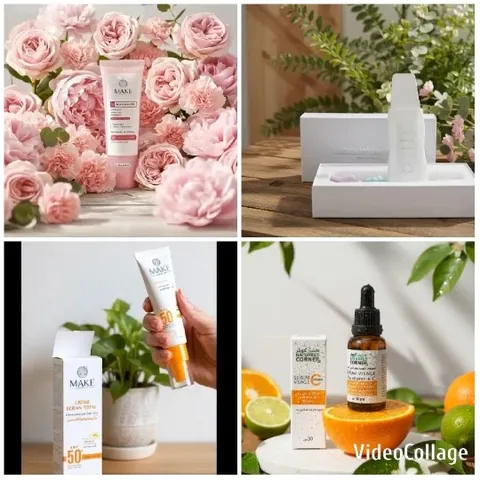 Skincare Products Among Flowers