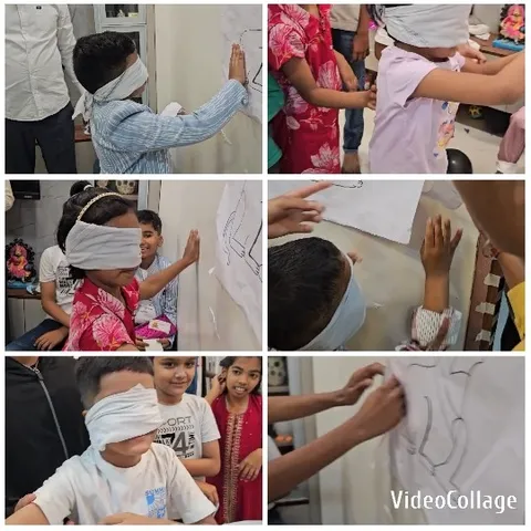 Blindfolded Children Playing Party Game
