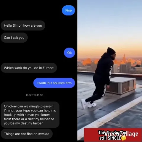 Text Conversation and Rooftop Pose