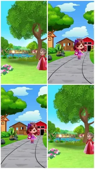 Cartoon Character in Colorful Outdoor Scene