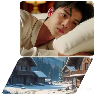 Person Relaxing with Snowy Village