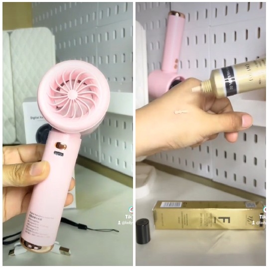 Handheld Fan And Cream Dispensing